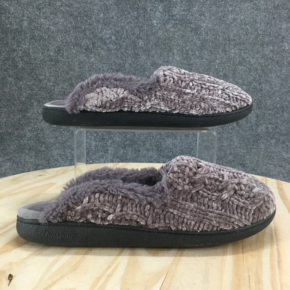 Zapatillas Df by Dearfoams para mujer 11-12 Chenille Tab Mule púrpura informales punta cerrada Foto 1 de 4