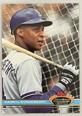 1991 Topps Stadium Club Baseball Card #301 Darryl Strawberry Dodgers - Image 1 of 2