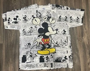 VTG 1990’s Mickey Mouse Disney Comic Strip AOP Single Stitch Shirt XL, EXCELLENT - Picture 1 of 9