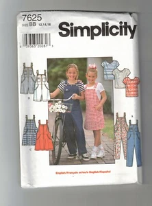 SIMPLICITY 7624 BB 12,14,16 GIRLS OVERALLS JUMPER AND KNIT TOP NEW UNCUT - Picture 1 of 2
