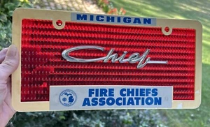 Michigan Fire Chiefs Assn License Front Plate Translucent Red Chief Plastic NICE - Picture 1 of 14