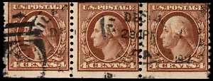 U.S. #457 F-VF Used Coil Strip/3 w/ Crowe COA - Picture 1 of 4