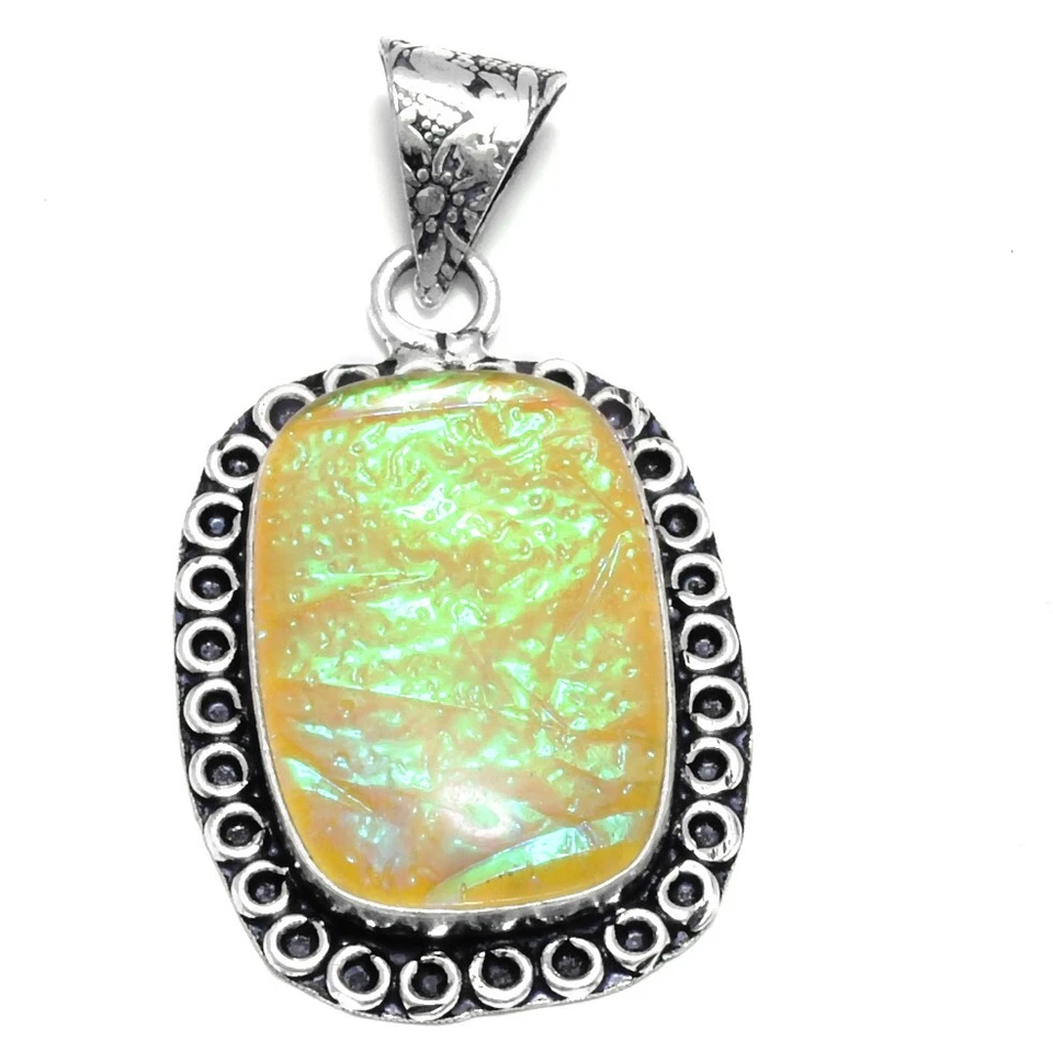 Pingente de opala de fogo triplo étnico feito à mão joia 1,8" IP-9890 - Imagem 1 de 1