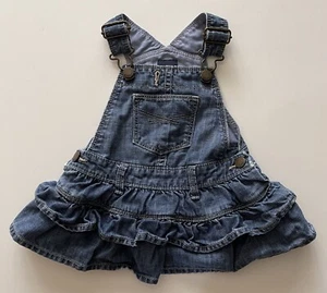 Baby Gap Overall Denim Dress Girls 3-6 mos Ruffled Jean Blue - Picture 1 of 5