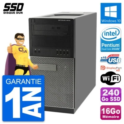 PC tour DELL OptiPlex 9010 Intel Pentium G630 RAM 16Go SSD 240Go Windows 10 Wifi - Imagen 1 de 4
