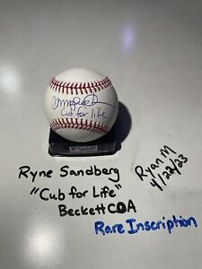 Ryne Sandberg HOF RARE Autographed Signed Baseball ROMLB Beckett “Cub for Life”