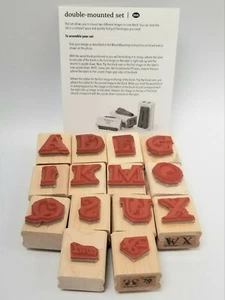 Fancy Alphabet Letters Font Wooden Stamp Set set of 14 MISSING Y AND Z - Picture 1 of 12