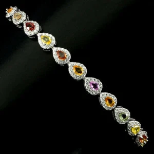 Pulsera de zafiro multicolor natural real SHOLA plata de ley B299 - Imagen 1 de 3