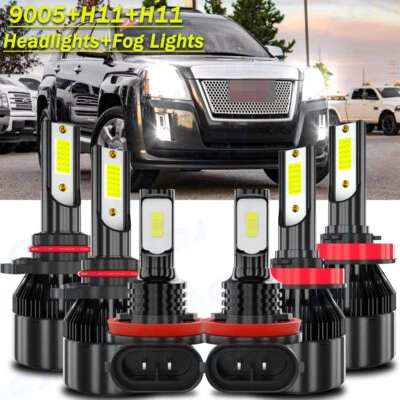For GMC Terrain 2010-2015 6x Combo LED Headlight Hi/Lo Beam + Fog Light Bulbs 6K - Imagem 1 de 4