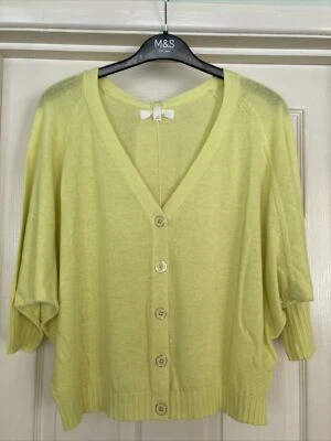 M&S per una Citrus Crop Cardigan with linen Size Large Batwing sleeves - NEW £25 - Image 1 of 4