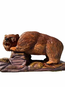 Statua Orso Grizzly Intagliata Arte Popolare Realistica 1992 Comp 9x12 Firmata - Foto 1 di 14