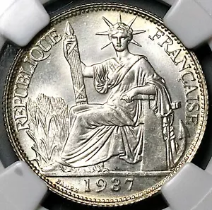 1937 NGC MS 66 French Indo China 20 Cents Vietnam Mint State Coin (24082703C) - Picture 1 of 6