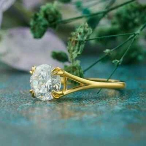 2CT Diamond Wedding Ring Round Cut IGI Certified Lab Grown 14k Yellow Gold - Picture 1 of 10