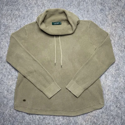 Lauren Ralph Lauren Pullover Cowl Neck Sweater Women's Large Green 100% Cotton - Image 1 of 4