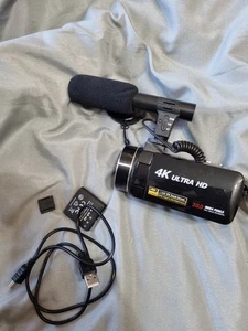  4k Camcorder With Microphone Uhd 30.0 Mega Pixels, Still Image Recording - Picture 1 of 12