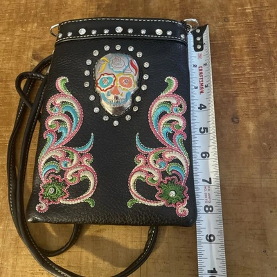 American Bling / Day of the Dead / crossbody / hands free / phone wallet / NWT! - Image 1 of 4
