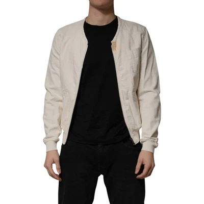 DOLCE & GABBANA Jacket Off White Cotton Full Zip Denim Men Blouson IT48/US38/M - Image 1 of 4
