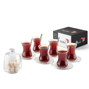 The Buybox 19 Pieces Traditional Turkish Tea Set Includes; 6 Glasses tea cups... - Picture 1 of 8