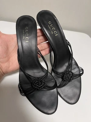 Gucci Tom Ford Black Leather Sandal Heels Women’s EU 39 US 9 - Image 1 of 4