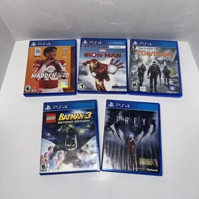 Лот из пяти игр PS4 LEGO Batman 3, Iron Man, Thedivision, Prey, Madden 20 - Изображение 1 из 4