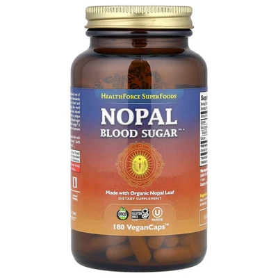 HealthForce Superfoods Nopal açúcar no sangue 180 cápsulas vegetais sem glúten, vegano - Imagem 1 de 3