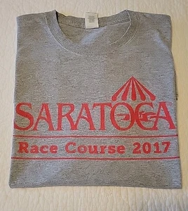 2017 Saratoga Race Course T-Shirt Gray Red Letters Large EUC - Picture 1 of 9