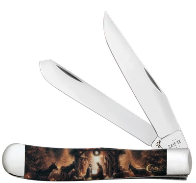 Case xx Knives Trapper Christmas Manger Scene 10643 Stainless Pocket Knife - Image 1 of 4