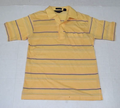 Camisa de Ocio Vintage Par Cuatro Talla M Años 80 Amarillo Natillas Polo Púrpura Rayas Foto 1 de 4