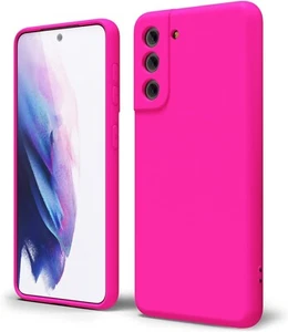 for Samsung Galaxy Phone Case Liquid Silicone, Fluorescent Bright S21 Hot Pink - Picture 1 of 6