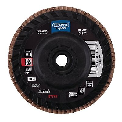 Draper Workshop Expert Ceramic Flap Disc, 115Mm, M14, 80 Grit - 87776 • 5.89£