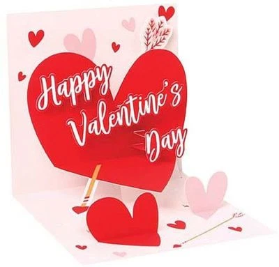 Classic Heart Valentine Greeting Card Valentine's Day 3D Pop Up Card Treasures - Image 1 of 2