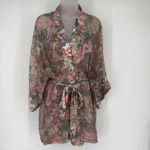 Victoria’s Secret M Gold Label Floral Satin Robe & Slip Set Vintage 90s Lingerie - Picture 1 of 12