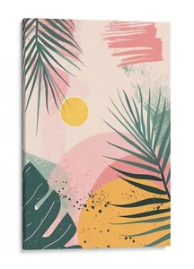 Tropical Palm Sun Abstract Canvas Wall Art Print, Home Decor - Picture 1 of 17