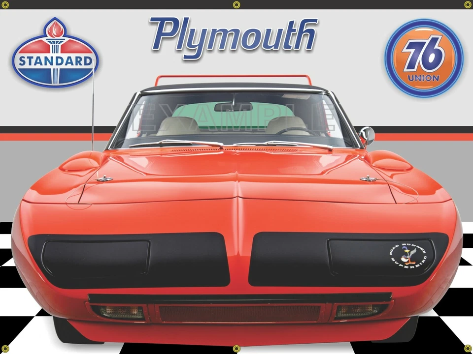 1970 Plymouth Roadrunner Superbird Tor-Red Gar (95) Garage Scene 3'X4' BANNER - Image 1 of 1