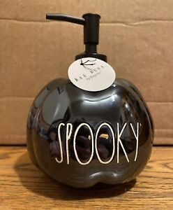 NEW Rae Dunn Halloween SPOOKY Black Pumpkin Soap Lotion Dispenser 2022 Fall