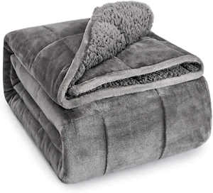 Sherpa Fleece Weighted Blanket for Adult, 15 Lbs Dual Sided Cozy Fluffy Heavy Bl - Picture 1 of 8