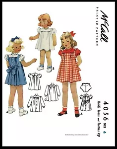 McCall # 4056 Vintage 40's DRESS FROCK & PANTIES GIRLS Pattern TODDLER Size -4- - Picture 1 of 3