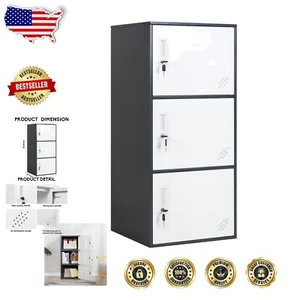Compact 3-Door Metal Locker with Lock - Ideal for Gym, Office & School Storage - Picture 1 of 8
