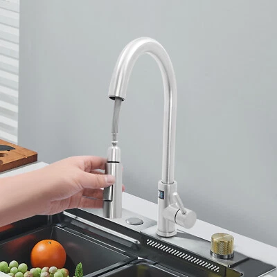 Led single-lever kitchen tap mixer tap kitchen fittings pull-out with shower - Image 1 of 4