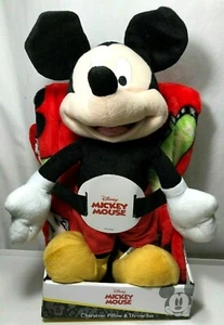 Disney Mickey Mouse Plush Pillow & Throw Set New 40" x 50" - Picture 1 of 3
