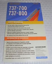 Southwest Airlines Boeing 737-700 737-800 Safety Information Card Revised 06/13
