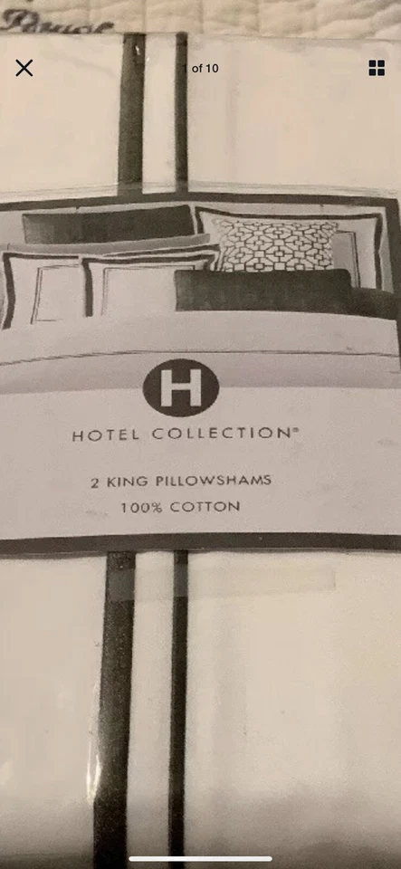 Hotel Collection Coordinated Basics (2) King Shams 185.00- Brand New- Navy Blue - Image 1 of 1