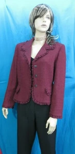 Albert Nipon Evening Wine 97% Wool, silk evening jacket UK14 & Lavish Alice pant - Picture 1 of 12