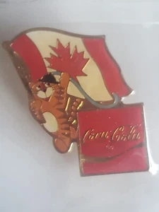 Seoul 1988 Olympic Mascot Holding a Canadian Flag Coca-Cola Pin - Picture 1 of 1