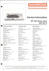 Nordmende Service Manual für Phono RP 1261 Copy - Picture 1 of 1