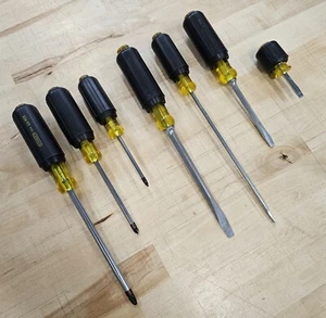 Stanley 7 Piece Vinyl Grip Steel Mixed Screwdriver Set MADE IN USA VINTAGE - Picture 1 of 1