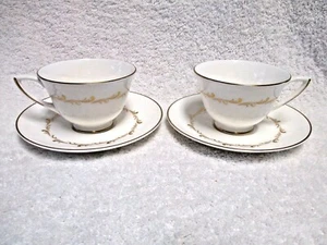 Royal Doulton Rondo Rim Cup and Saucer Sets Scrolls English Bone China 2 Sets - Picture 1 of 8