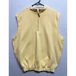 Carnoustie Men's Pullover Golf Sleeveless Vest 1/4 Zip Lined Yellow Cotton Large - Picture 1 of 7