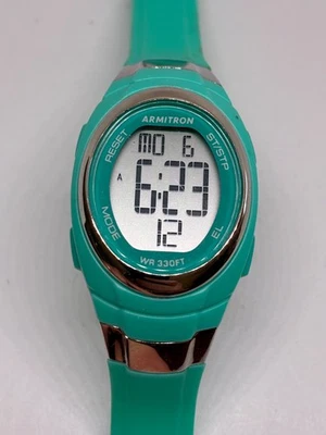 Working Ladies Green and Silver Armitron Pro Sport 45/7034 Watch CN - image 1 of 4