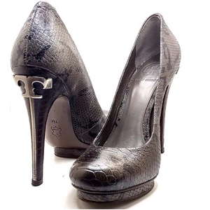 Vintage TORY BURCH Exotic Leather Stilettos Heels Pumps Gray Size 7M - Picture 1 of 5